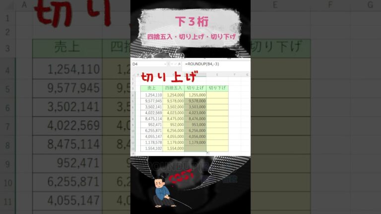 エクセルで下3桁を切り捨てる方法
