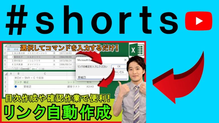 エクセルでのハイパーリンク自動作成法