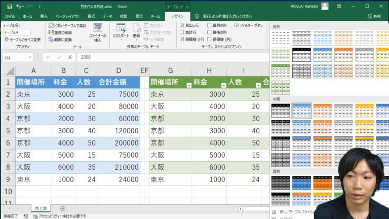 エクセルで行ごとの色分けを簡単にする方法
