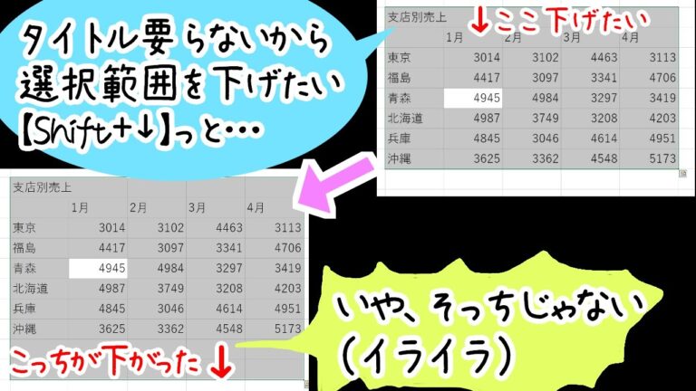 エクセルでの選択範囲変更の効率的な方法